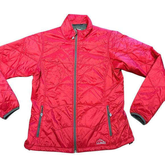 LL Bean Vibrant Red Quilted Full Zip Jacket Womens Medium - Picture 1 of 6